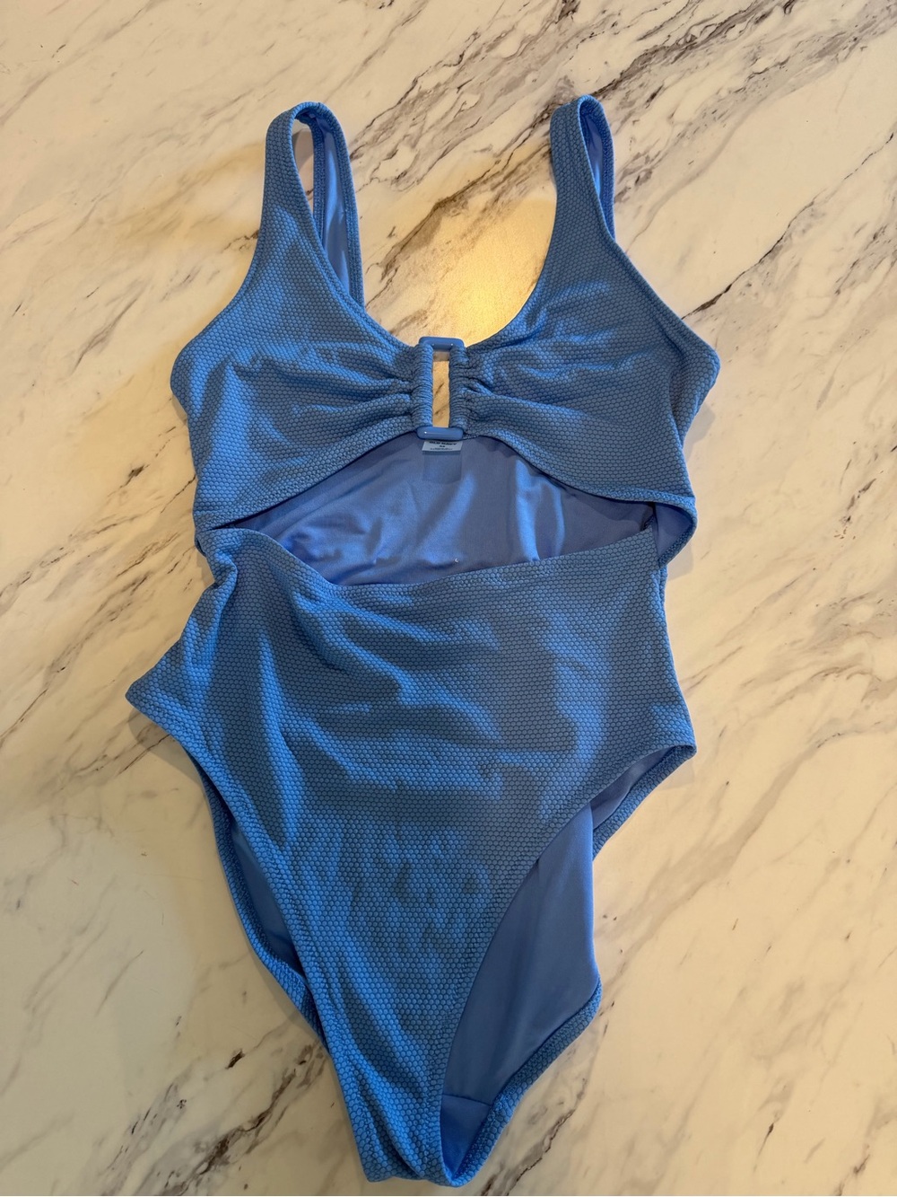 Old Navy Textured Blue One-Piece Swimsuit with cutout